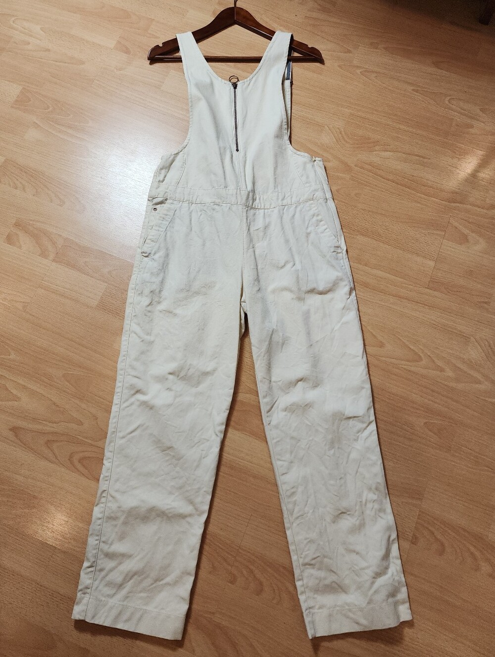Size Small Hurley Cream Canvas Overalls Women's